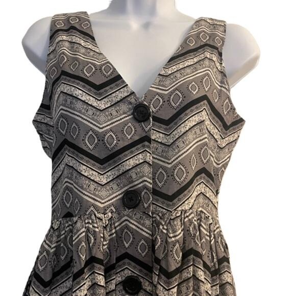 Derek Heart Black and Gray Bohemian Patterned Mini Dress, Small - Picture 2 of 5
